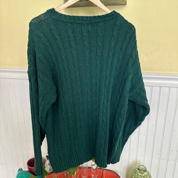 T.L.C By Lambert Green Cable Knit Sweater Made In USA Cotton Blend - Picture 2 of 6
